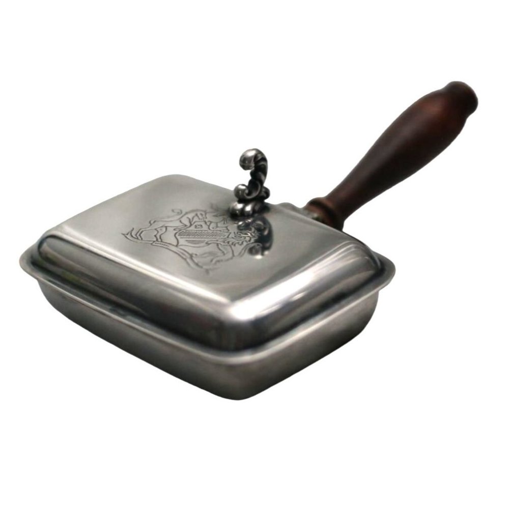 Vintage Oneida Silver Plate & Wood Crumb Catcher "Silent Butler" Ash Collector